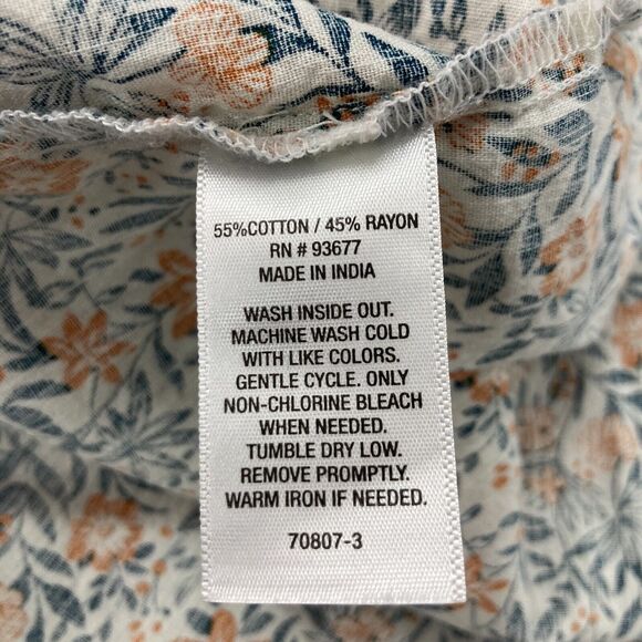 St John’s Bay Top SZ MP Ruffle Green Yellow Floral Prairie Modest Cottage Core - Picture 8 of 9